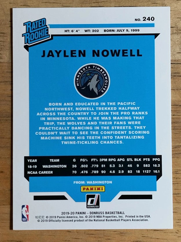 2019-20 Donruss #240 Jaylen Nowell RR RC