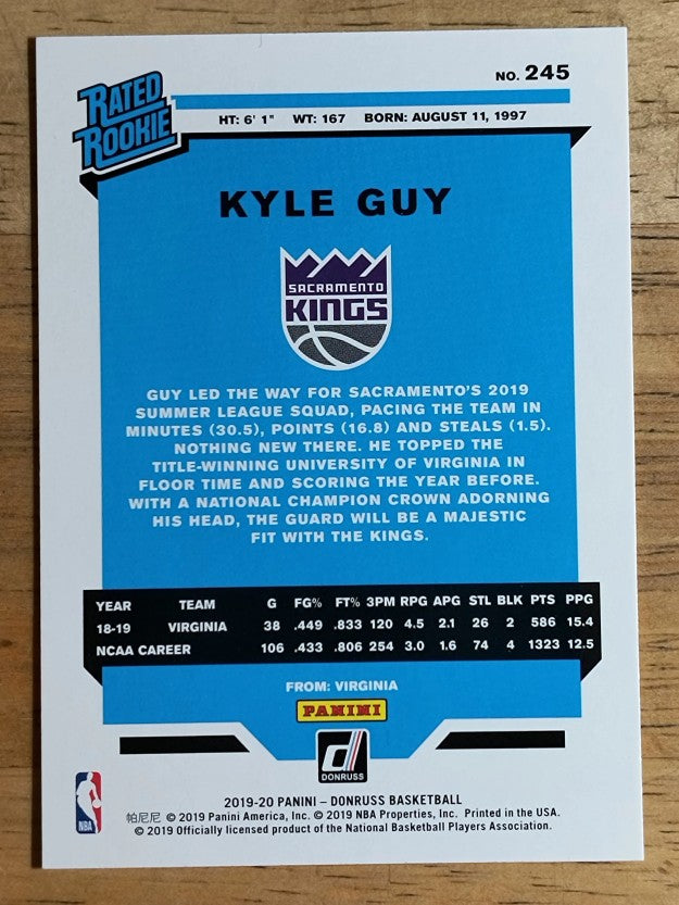 2019-20 Donruss #245 Kyle Guy RR RC