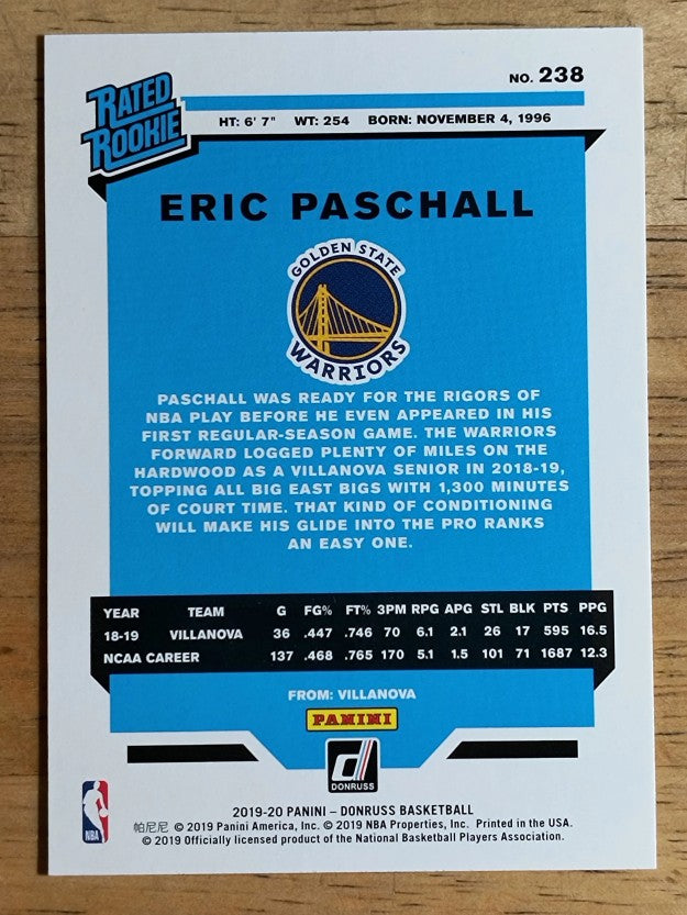 2019-20 Donruss #238 Eric Paschall RR RC