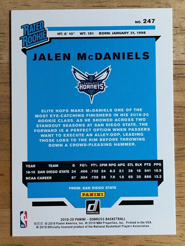 2019-20 Donruss #247 Jalen McDaniels RR RC