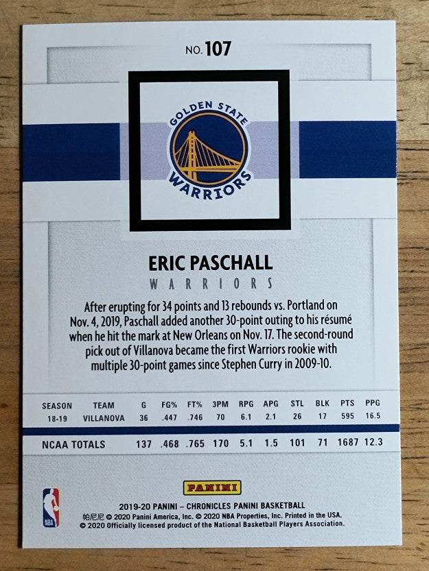 2019-20 Panini Chronicles #107 Eric Paschall/Panini