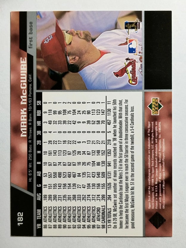 1999 Upper Deck #182 Mark McGwire