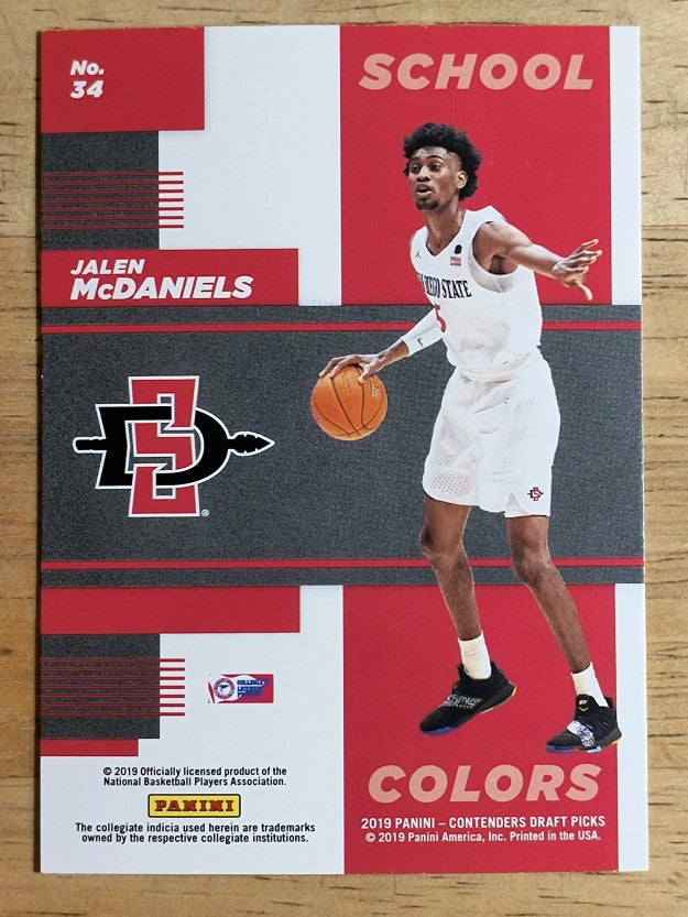 2019-20 Panini Contenders Draft Picks School Colors #34 Jalen McDaniels