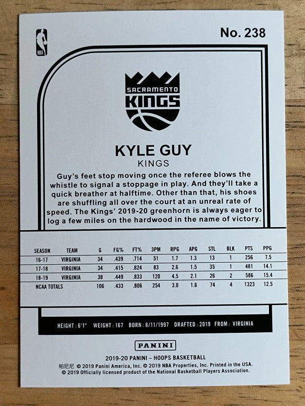 2019-20 Hoops #238 Kyle Guy RC