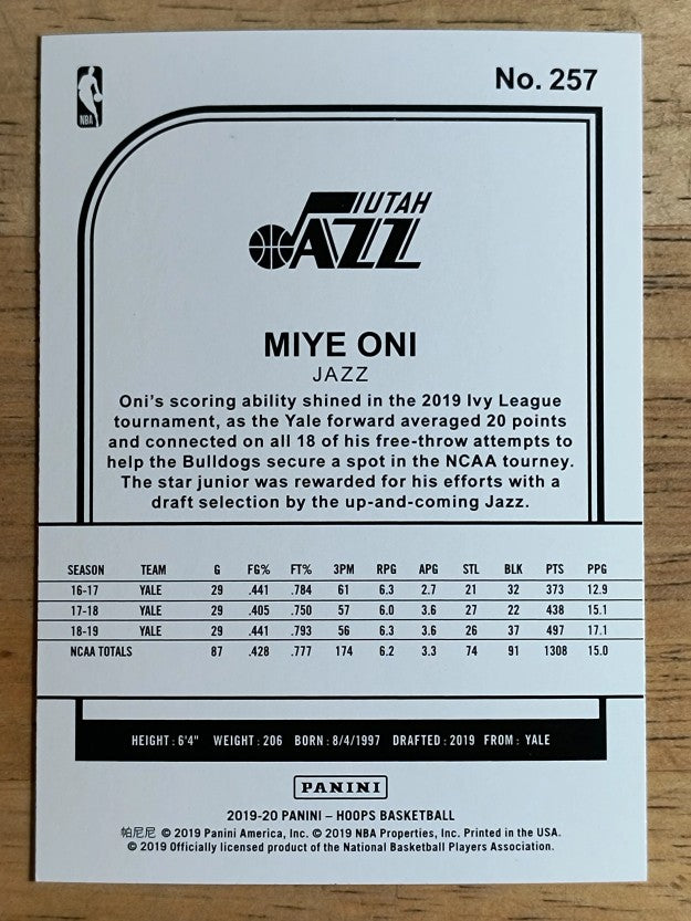 2019-20 Hoops Winter #257 Miye Oni