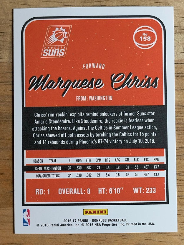 2016-17 Donruss #158 Marquese Chriss RC