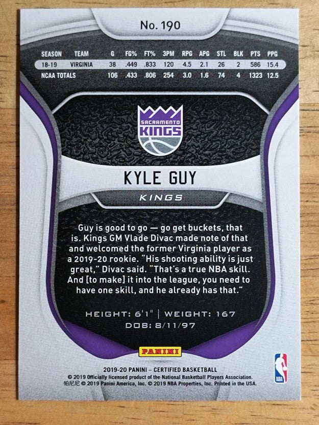 2019-20 Certified #190 Kyle Guy RC
