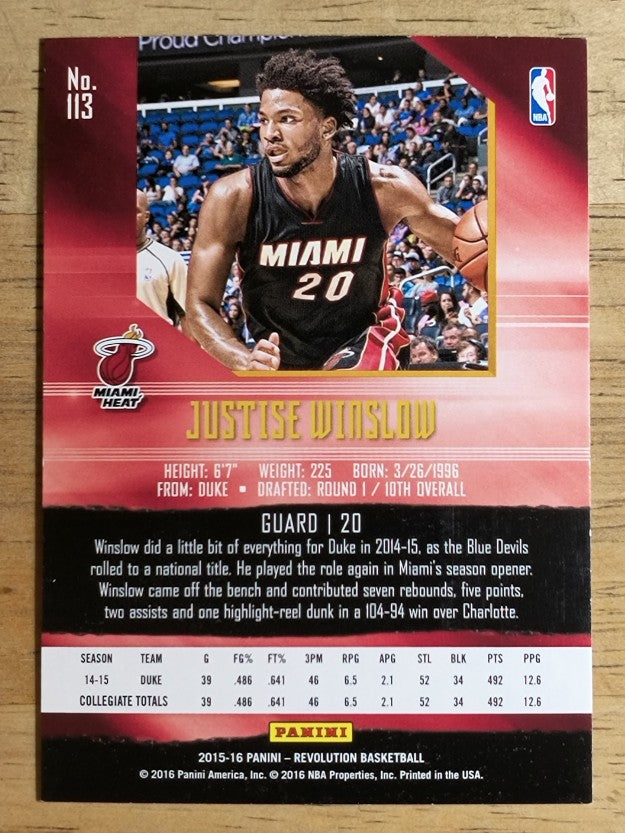 2015-16 Panini Revolution Infinite #113 Justise Winslow