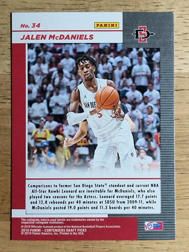 2019-20 Panini Contenders Draft Picks Game Day Tickets #34 Jalen McDaniels