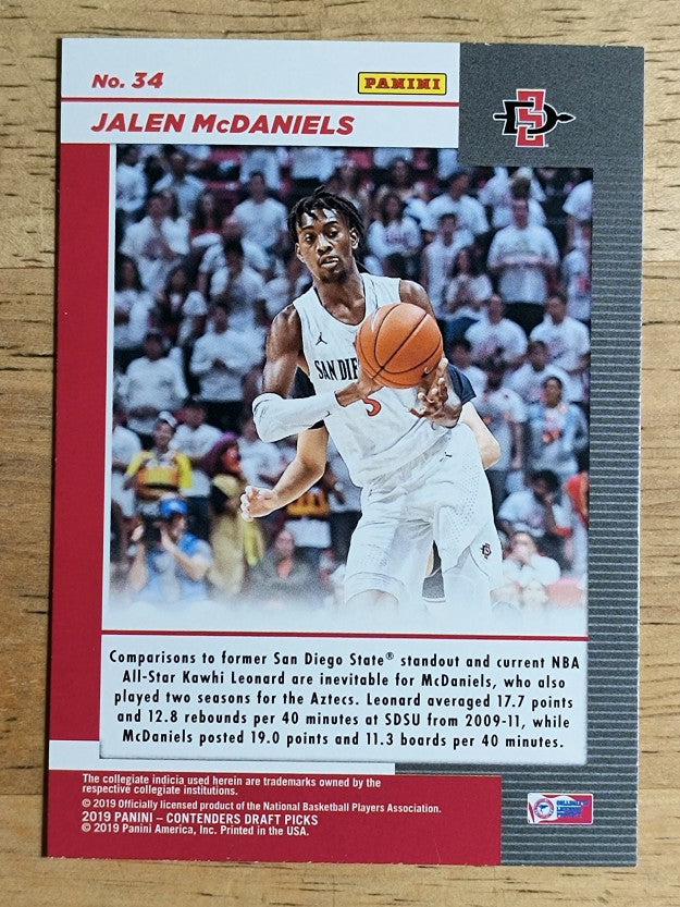 2019-20 Panini Contenders Draft Picks Game Day Tickets #34 Jalen McDaniels