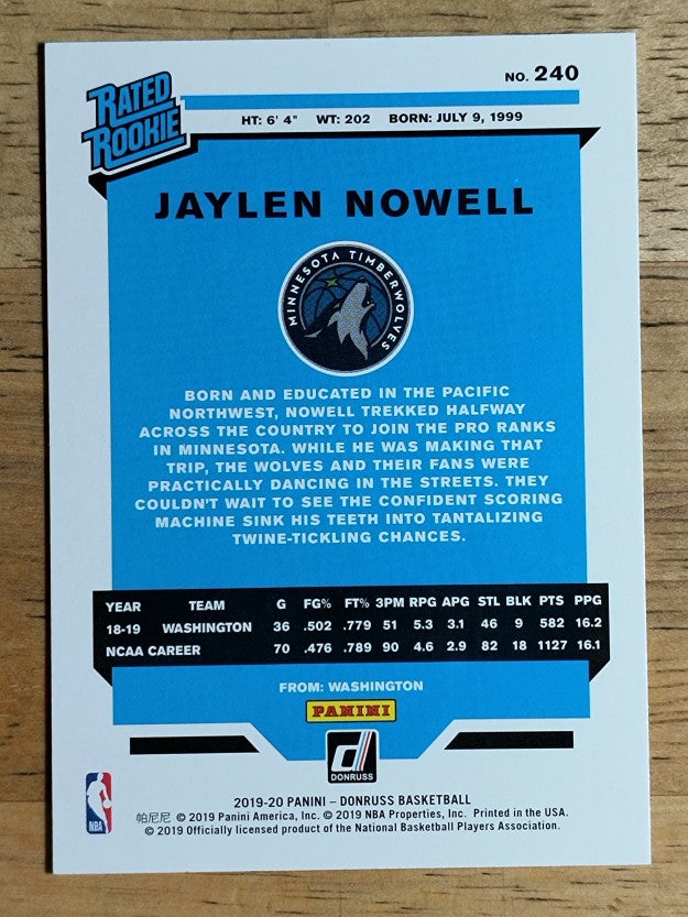 2019-20 Donruss #240 Jaylen Nowell RR RC