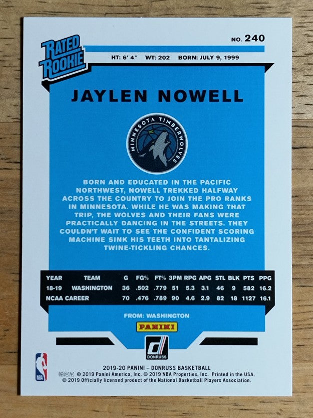 2019-20 Donruss #240 Jaylen Nowell RR RC