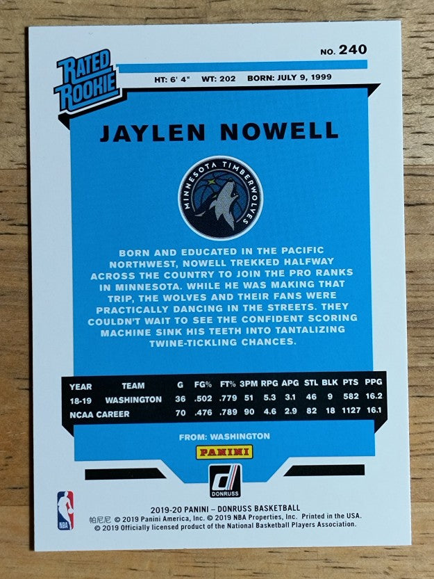 2019-20 Donruss #240 Jaylen Nowell RR RC