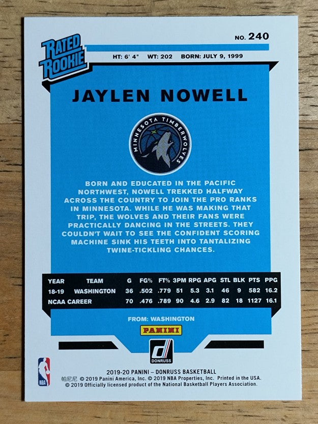 2019-20 Donruss #240 Jaylen Nowell RR RC