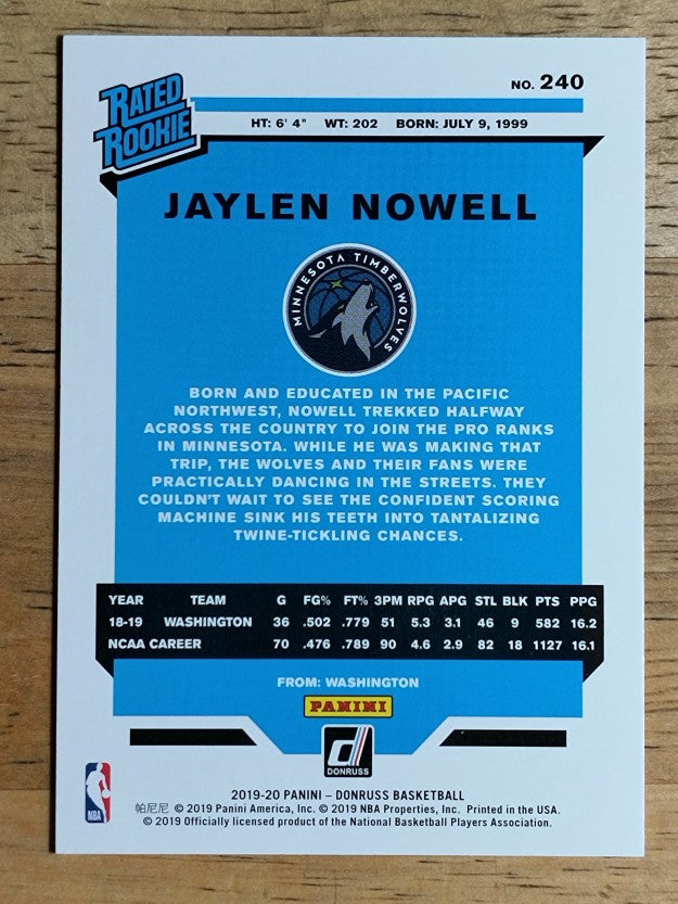 2019-20 Donruss #240 Jaylen Nowell RR RC