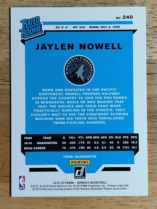 2019-20 Donruss #240 Jaylen Nowell RR RC