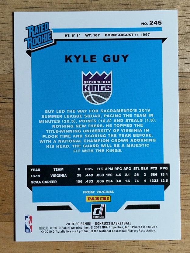 2019-20 Donruss #245 Kyle Guy RR RC