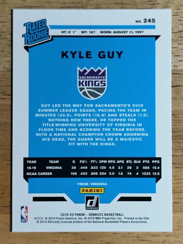 2019-20 Donruss #245 Kyle Guy RR RC