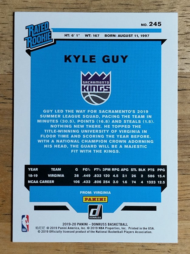 2019-20 Donruss #245 Kyle Guy RR RC