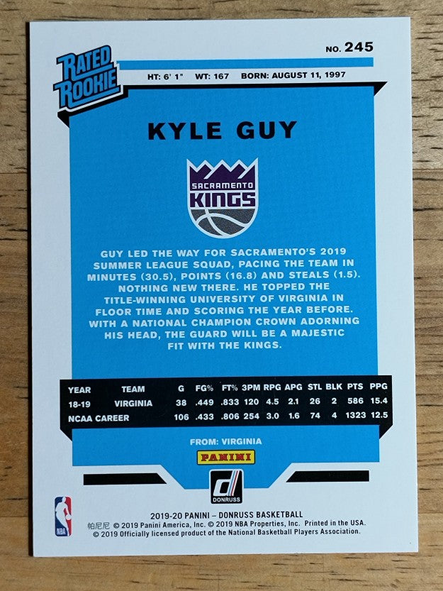 2019-20 Donruss #245 Kyle Guy RR RC