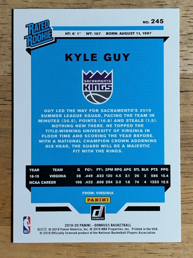 2019-20 Donruss #245 Kyle Guy RR RC