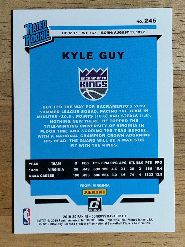 2019-20 Donruss #245 Kyle Guy RR RC