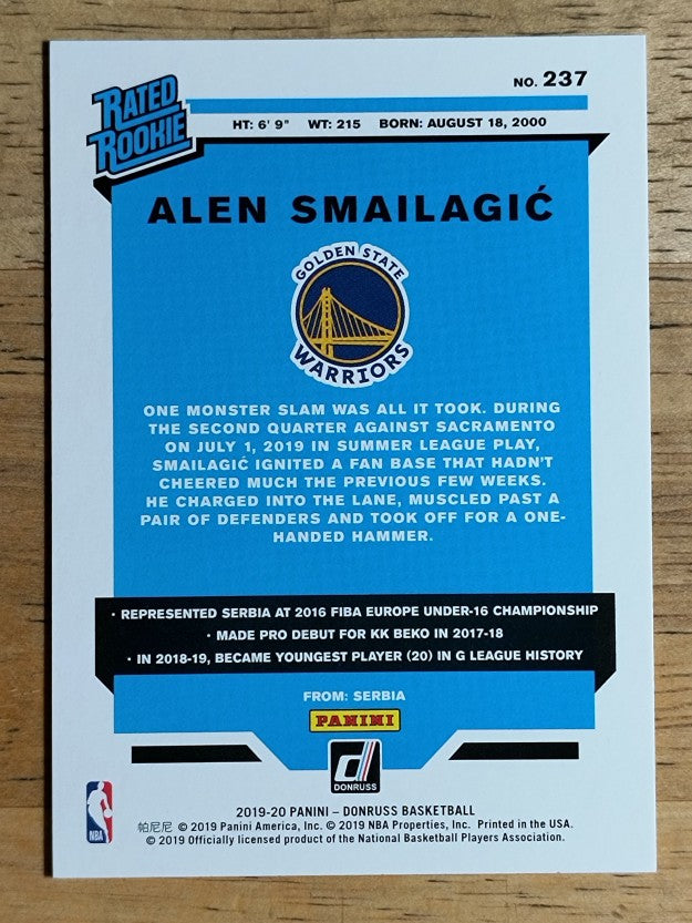 2019-20 Donruss #237 Alen Smailagic RR RC