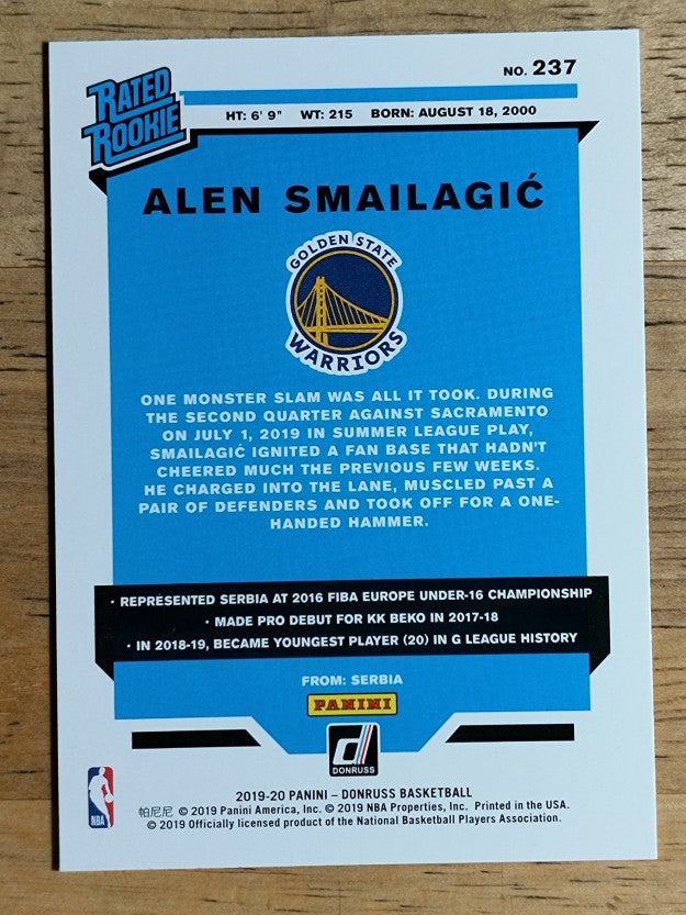 2019-20 Donruss #237 Alen Smailagic RR RC