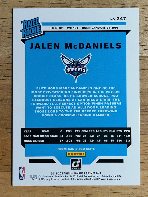 2019-20 Donruss #247 Jalen McDaniels RR RC