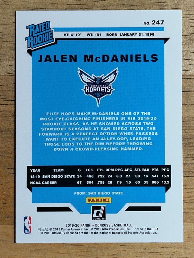 2019-20 Donruss #247 Jalen McDaniels RR RC