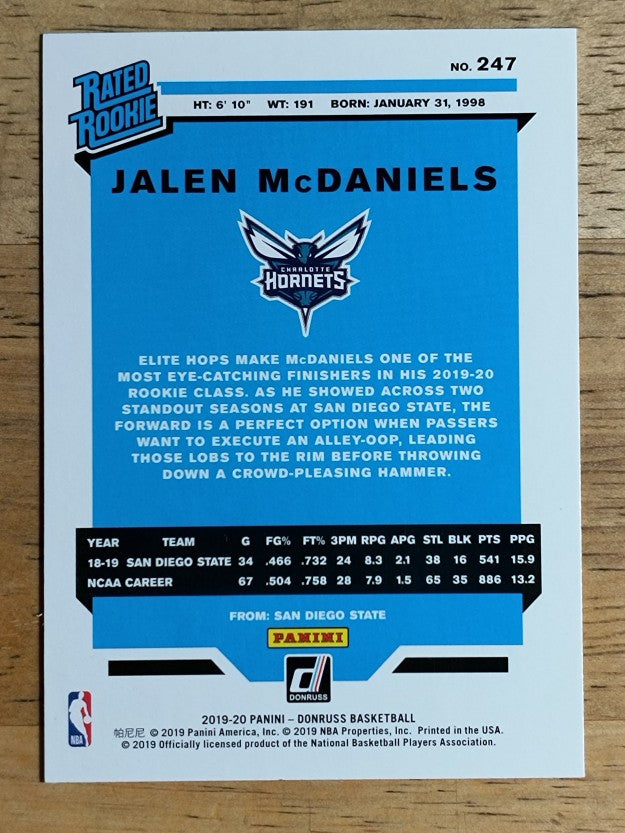 2019-20 Donruss #247 Jalen McDaniels RR RC