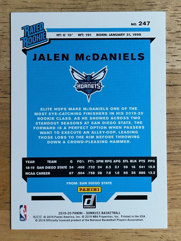 2019-20 Donruss #247 Jalen McDaniels RR RC