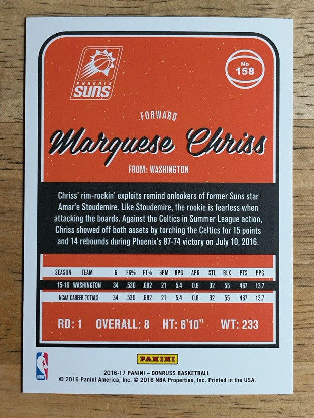 2016-17 Donruss #158 Marquese Chriss RC