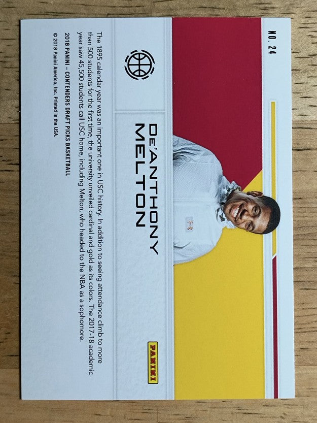 2018-19 Panini Contenders Draft Picks School Colors #24 De'Anthony Melton