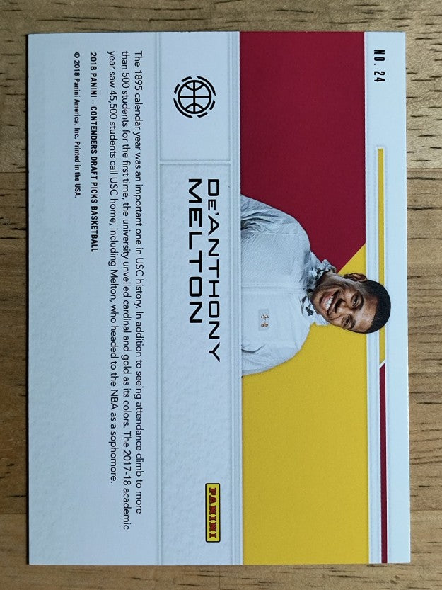 2018-19 Panini Contenders Draft Picks School Colors #24 De'Anthony Melton