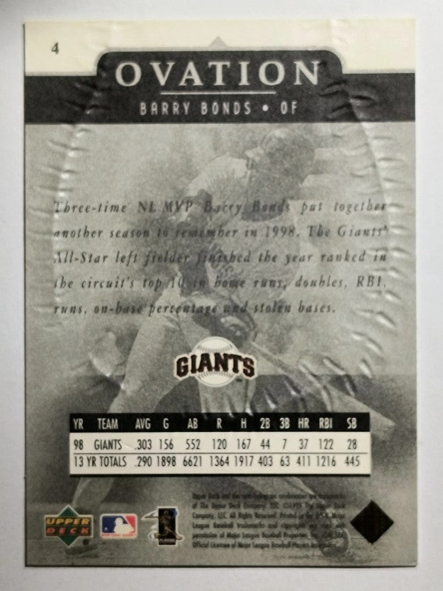 1999 Upper Deck Ovation #4 Barry Bonds