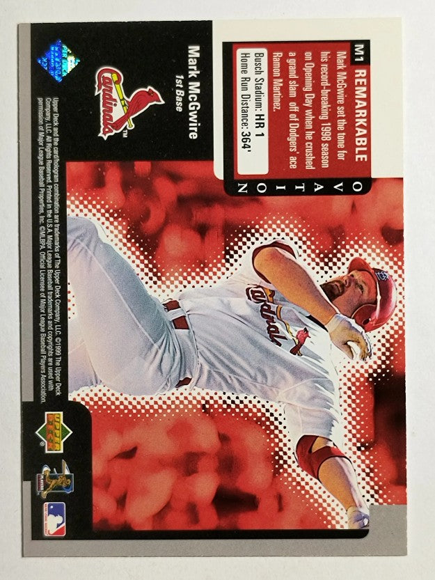 1999 Upper Deck Ovation ReMarkable Moments #M1 Mark McGwire/HR 1