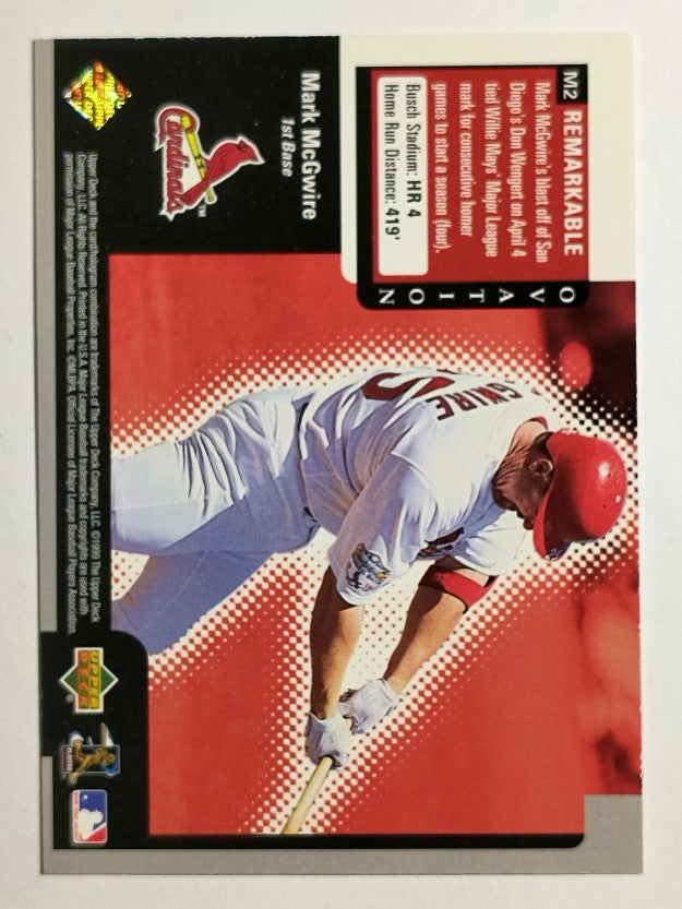 1999 Upper Deck Ovation ReMarkable Moments #M2 Mark McGwire/HR 4