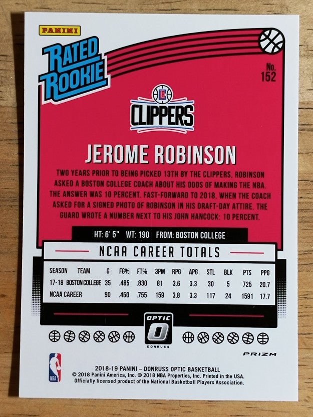 2018-19 Donruss Optic Shock #152 Jerome Robinson RR