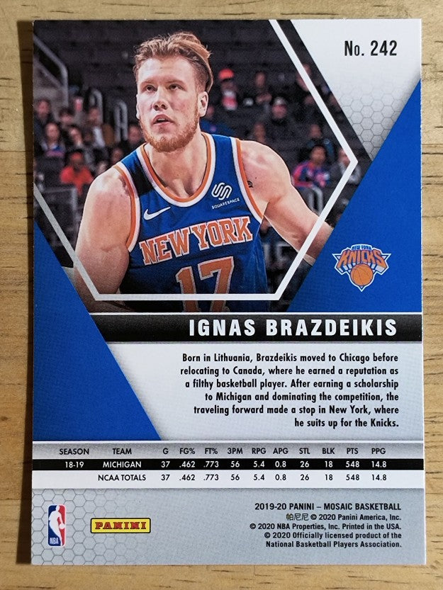 2019-20 Panini Mosaic #242 Ignas Brazdeikis RC