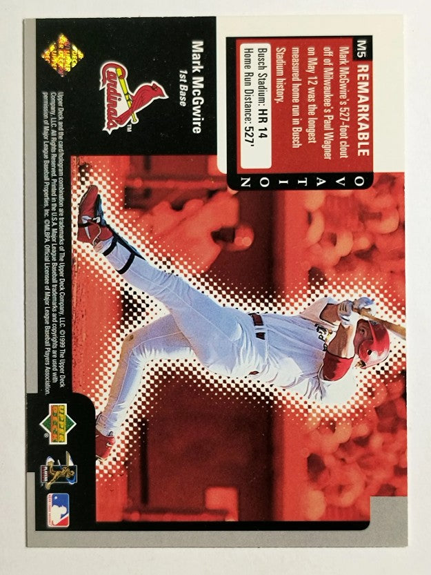 1999 Upper Deck Ovation ReMarkable Moments #M5 Mark McGwire/HR 14