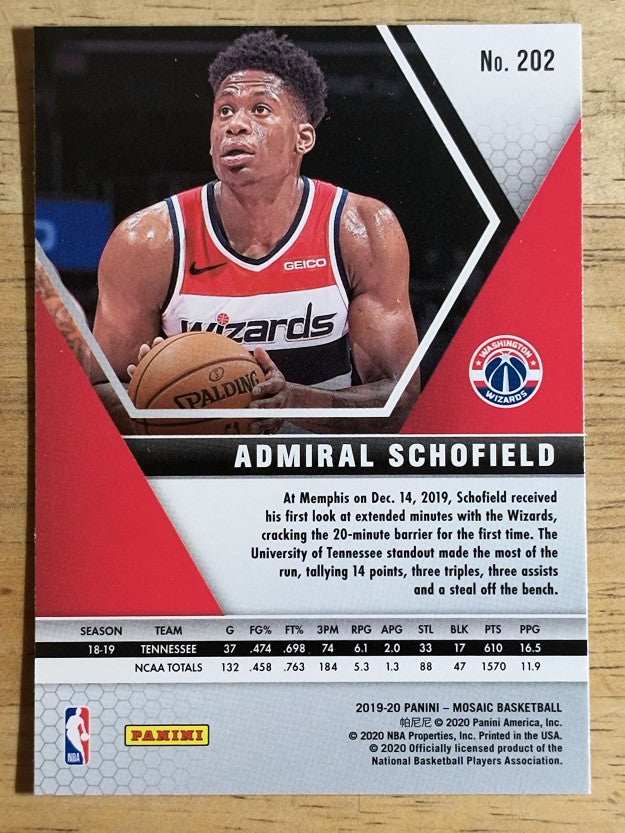 2019-20 Panini Mosaic #202 Admiral Schofield RC