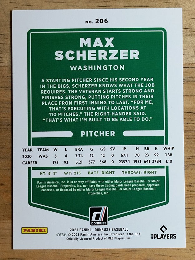 2021 Donruss Variations #206 Max Scherzer