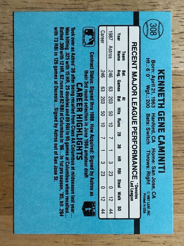 1988 Donruss #308 Ken Caminiti RC