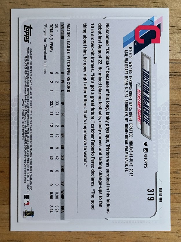 2021 Topps #319 Triston McKenzie RC