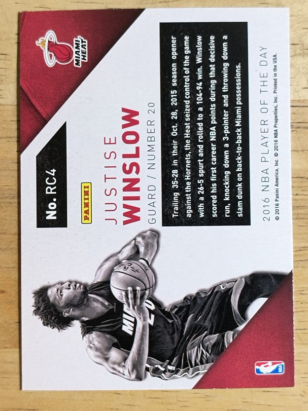 2016 Panini Player of the Day Rookies #4 Justise Winslow