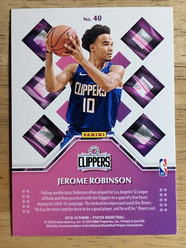 2018-19 Panini Status Rookie Credentials #40 Jerome Robinson