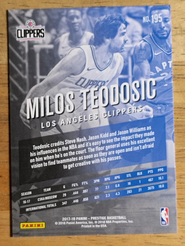 2017-18 Prestige #195 Milos Teodosic RC
