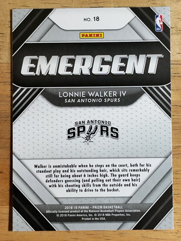 2018-19 Panini Prizm Emergent #18 Lonnie Walker IV