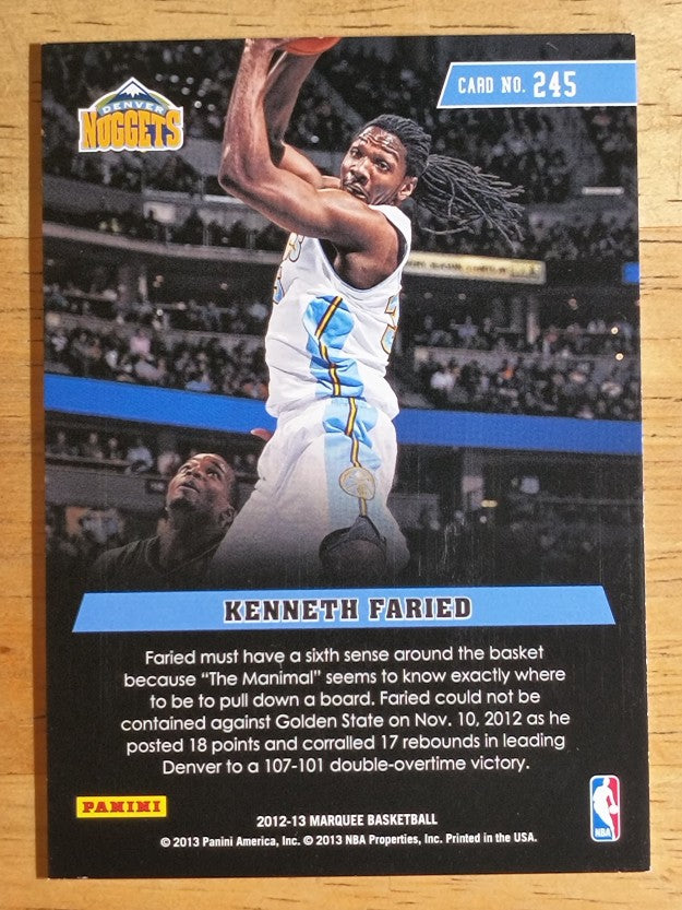2012-13 Panini Marquee #245 Kenneth Faried RC